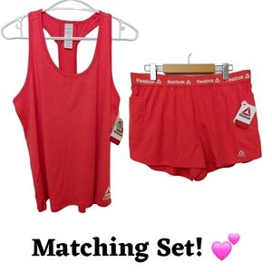Reebok | Red Tank and Shorts Set | Poppy Red Athletic Outfit | Size L